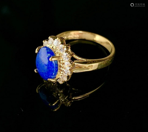 Beautiful 1.79ct Oval Cut Blue Lapis Lazuli Gemstone Ring