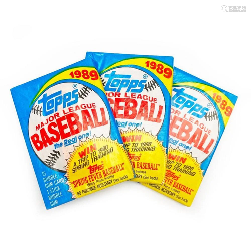 3 Vintage Topps 1989 Unopened Baseball Card Packs