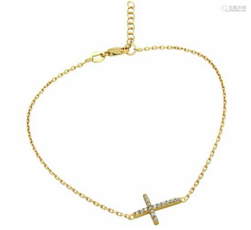 Gold Plated 925 Sterling Silver Anklet with Austrian Crystal...