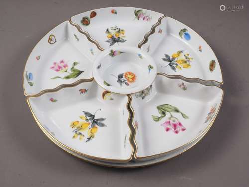 A Herend porcelain decorated hors doeuvres set
