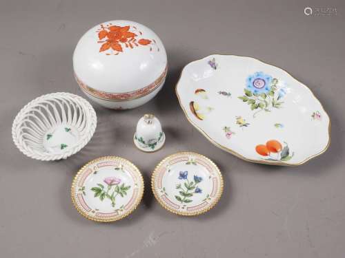 A Herend porcelain circular box and cover, a Herend porcelai...