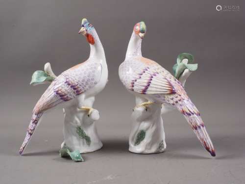 A pair of Royal Crown Staffordshire models of exotic birds, ...