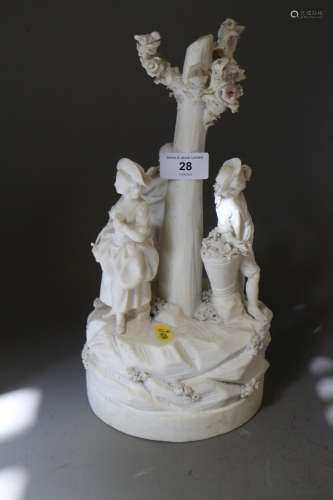 A late 18th century French bisque porcelain table centre, fi...