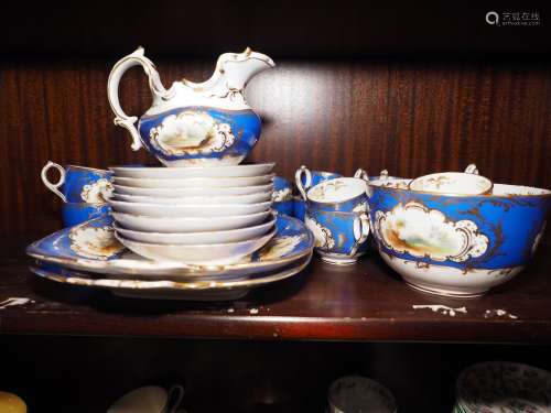 A Coalbrookdale type part tea and coffee service with landsc...