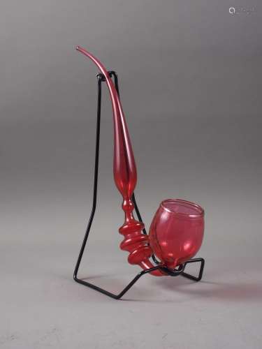A cranberry glass pipe, 15 high
