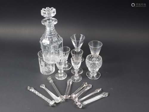 A 19th century cut glass decanter and stopper, a 19th centur...