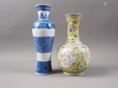A Chinese 19th century porcelain baluster vase, decorated fo...