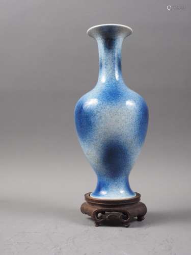 A Chinese blue spray glazed baluster vase, 9 1/2 high, on ha...
