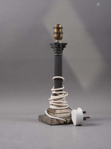 A Corinthian column table lamp, 12 high