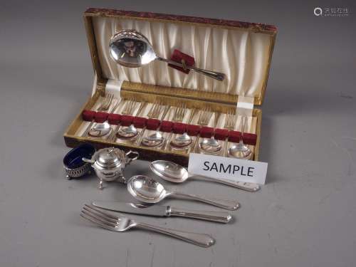 A suite of Walker & Hall silver plated flatware, a plate...