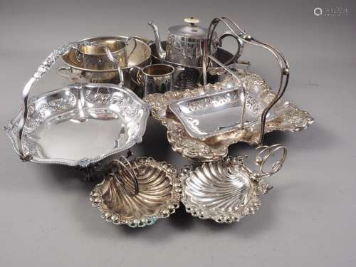 A quantity of silver plate, including a matched three-piece ...