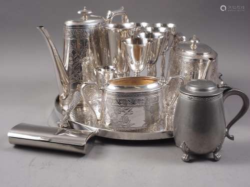 A silver plated Walker & Hall three-piece tea and coffee...