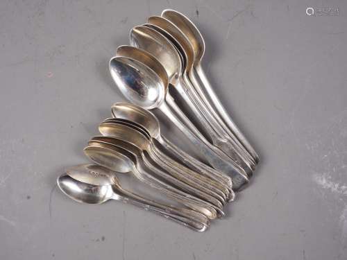 A set of four coffee spoons, a similar set of six coffee spo...