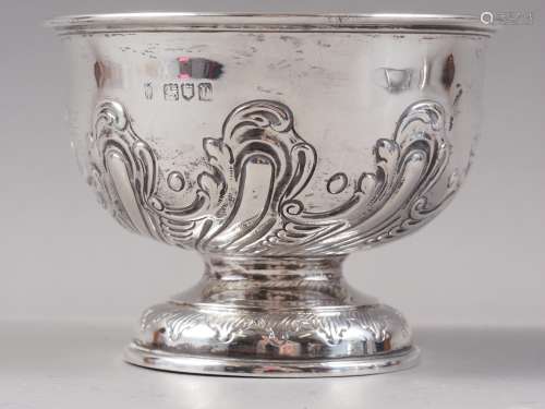A silver pedestal bowl with embossed decoration, 4.2oz troy ...