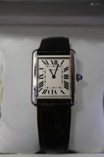 A gentlemans Cartier stainless steel cased Tank wristwatch w...