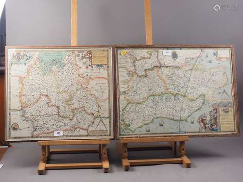 After Saxton: a colour print map of Kent, Sussex, Surrey and...