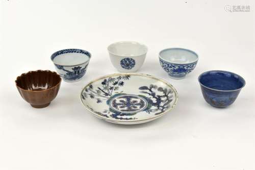 Collection of Chinese Cups and a Saucer 18th and later inclu...