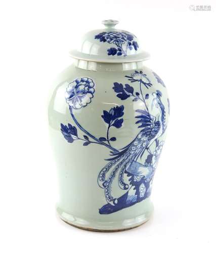 A Chinese Blue and White Celadon Jar with Lid, late 19thcent...