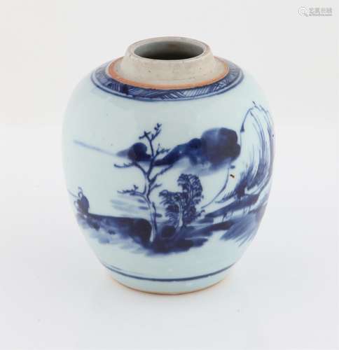 Chinese Export Blue and White Jar, late 18th century the jar...