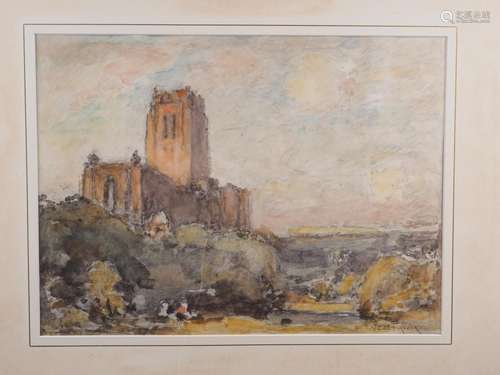 A C Brocklebank: watercolours, Liverpool Cathedral, 11 1/4 x...