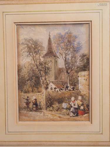 David Cox Snr: watercolours, St Martins Old Church Boulogne ...