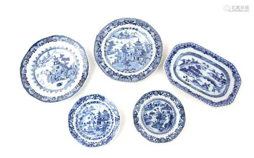 Collection of Chinese Export Blue and White Porcelains, 18th...