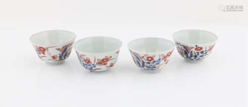 Set of Four Chinese Imari Cups, 18th century, decorated with...