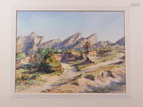 Wilfred Rene Wood: watercolours and pen landscape study, Les...