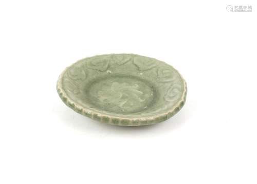 A Chinese Longquan Celadon barbed Dish , Early Ming dynasty,...