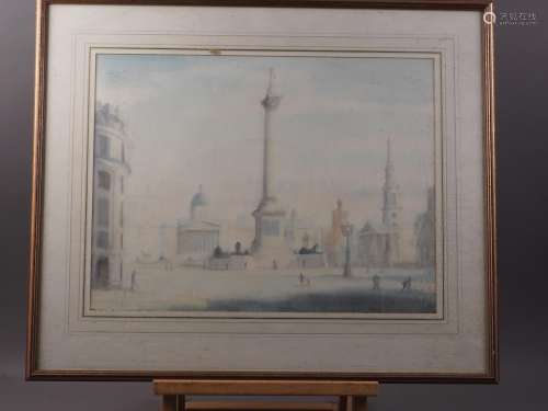 A watercolour sketch, view of Trafalgar Square, 14 1/4 x 19,...