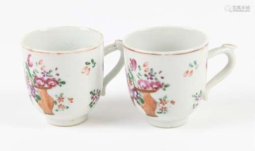 Pair of Chinese export Famille Rose Coffee cups , 18th centu...