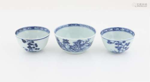 Collection of three Chinese Blue and White Cups from the Nan...