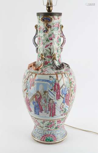 Large Chinese Famille Rose Tianqiuping vase , Guangxu period...