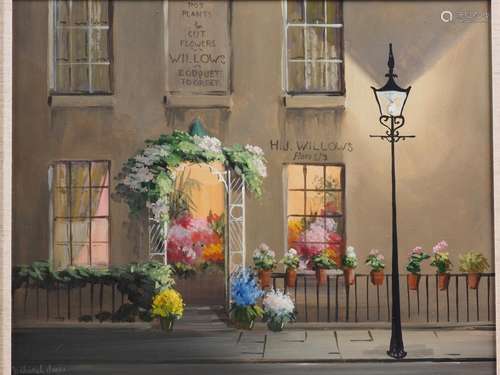 Deborah Jones: oil on board, shopfront, H J Willows, Florist...