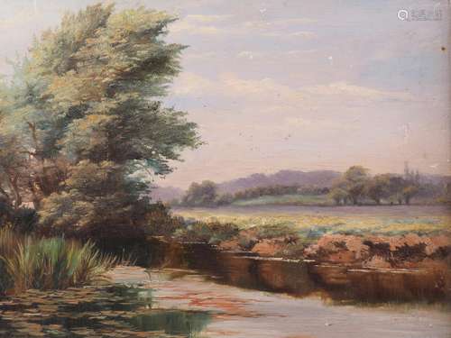 English early 20th century school: oil on board, river lands...