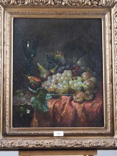 D Schryver: oil on canvas, still life with grapes (cleaned a...