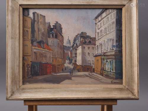 Cenoir?: an oil panel, Parisian street scene, 10 x 13, in pa...