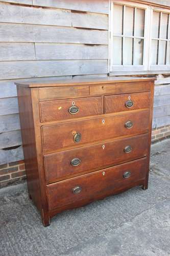 A mid 18th century oak, mahogany and rosewood banded chest o...