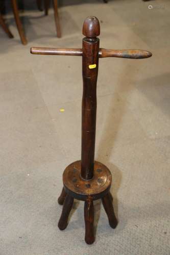 A 19th century elm wash dolly, 36 high, and a 19th century l...