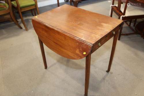 A late 19th century mahogany Pembroke table, fitted one draw...