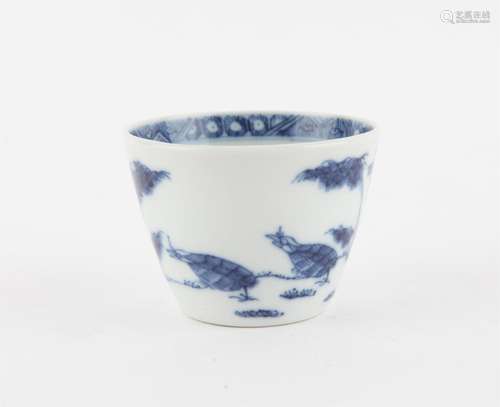 Japanese Blue and White Soba Choko cup, Edo period. Finely p...