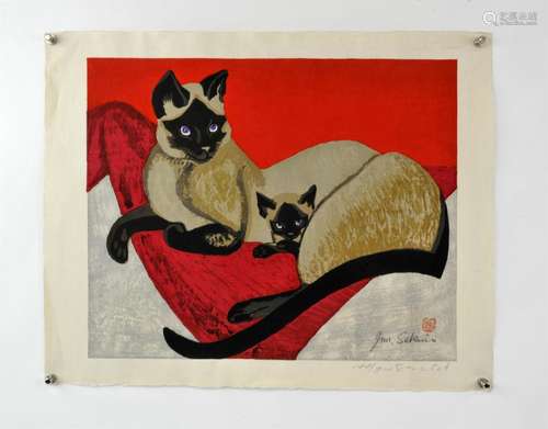 Junichiro Sekino  (Japanese, 1914–1988) Siamese Cats, circa ...