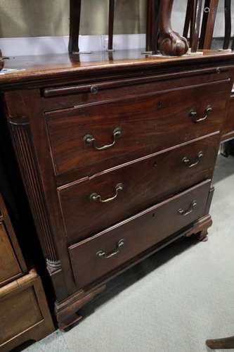 A bachelors Georgian mahogany chest with fluted columns, fit...