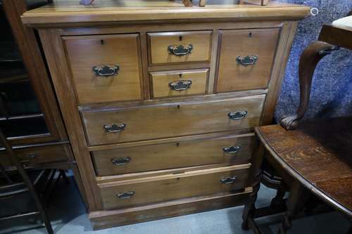 A late 19th century Australian yellow wood chest of two deep...