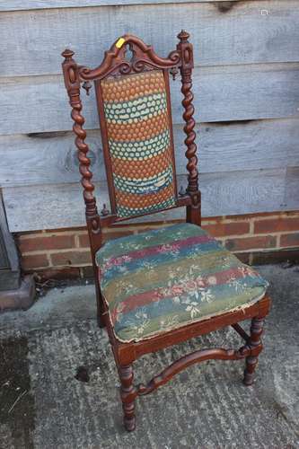 A late 19th century carved oak side chair of 17th century de...