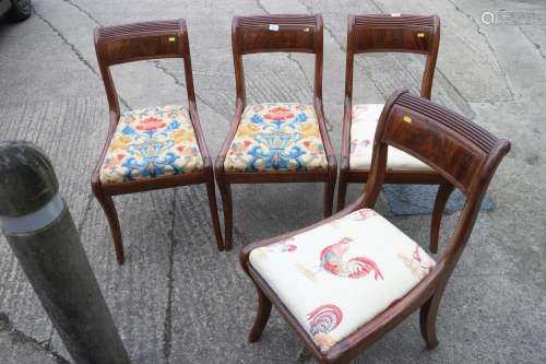 A set of four early 19th century mahogany reeded top rail st...