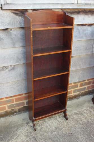 An Edwardian mahogany and inlaid open bookcase, 16 wide x 6 ...