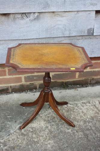 Two mahogany shape top occasional tables with tooled lined t...