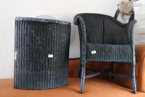 A Lloyd Loom blue painted occasional chair and a companion q...