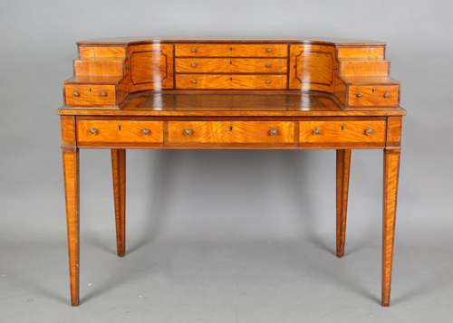 An Edwardian satinwood and mahogany crossbanded Carltonhouse...